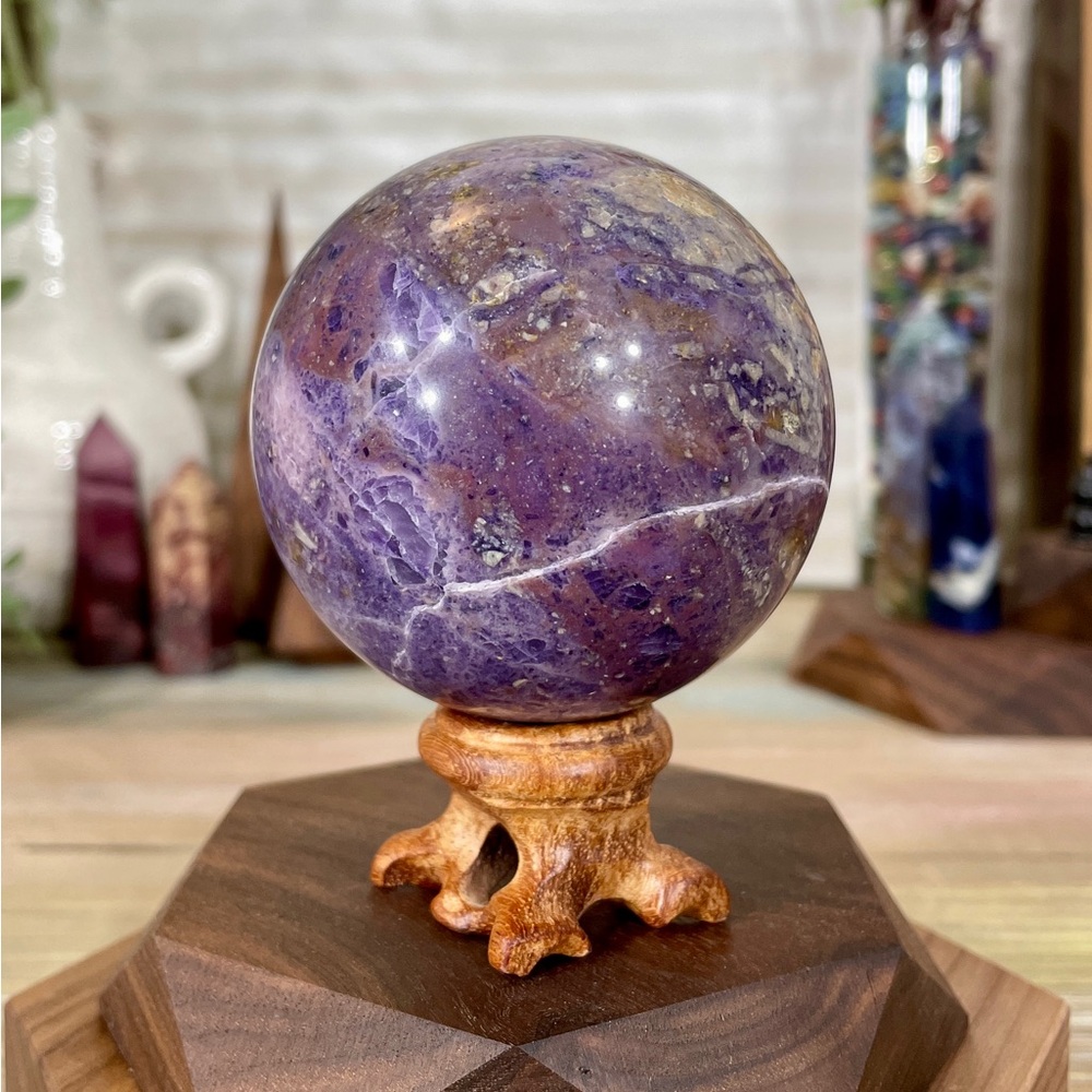 !!! 20% OFF SALE !!! 0547 Purple Fluorite Root Crystal Sphere - Picture 6 of 7